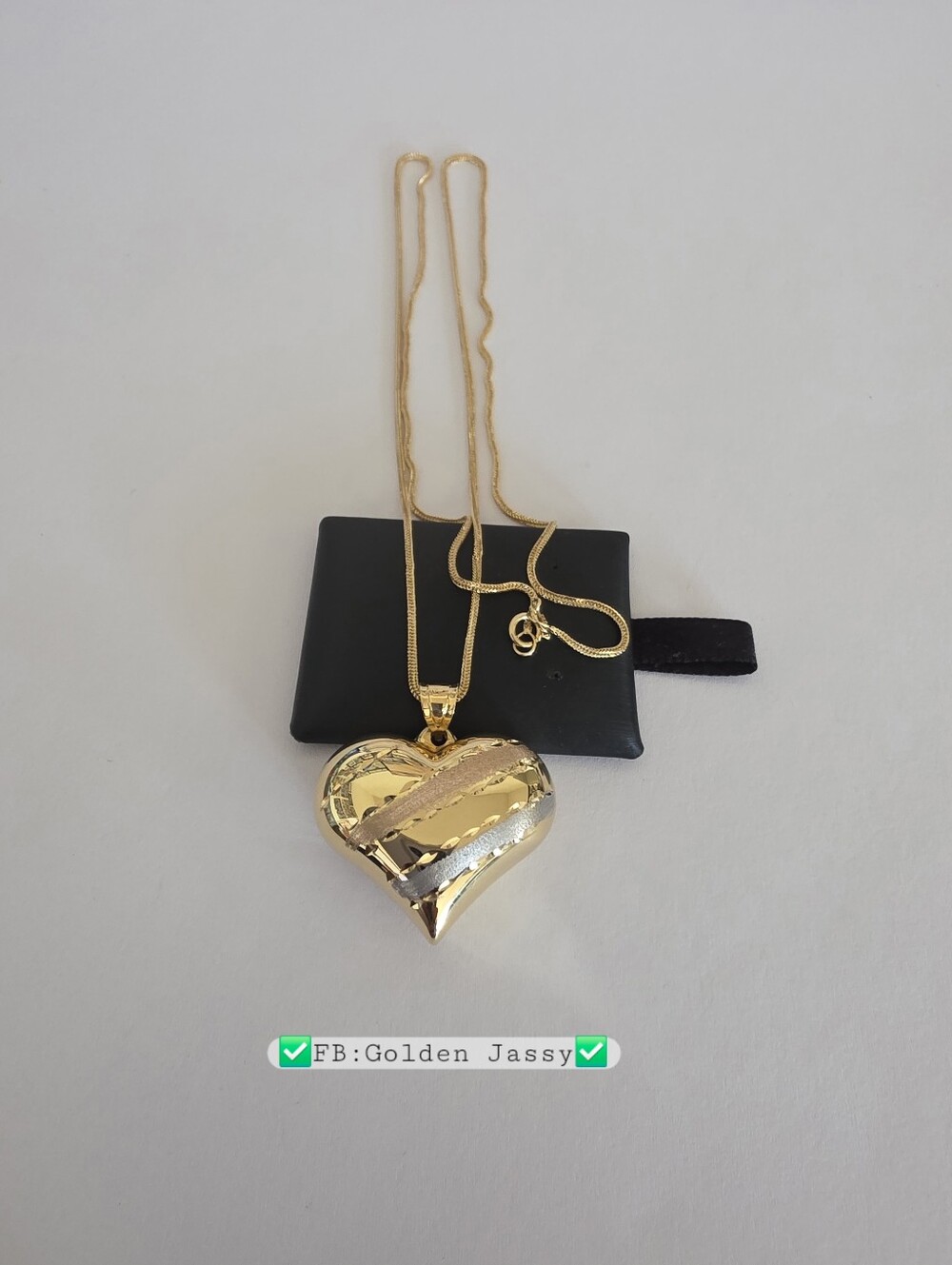 18K Real Gold Chunky Heart Necklace